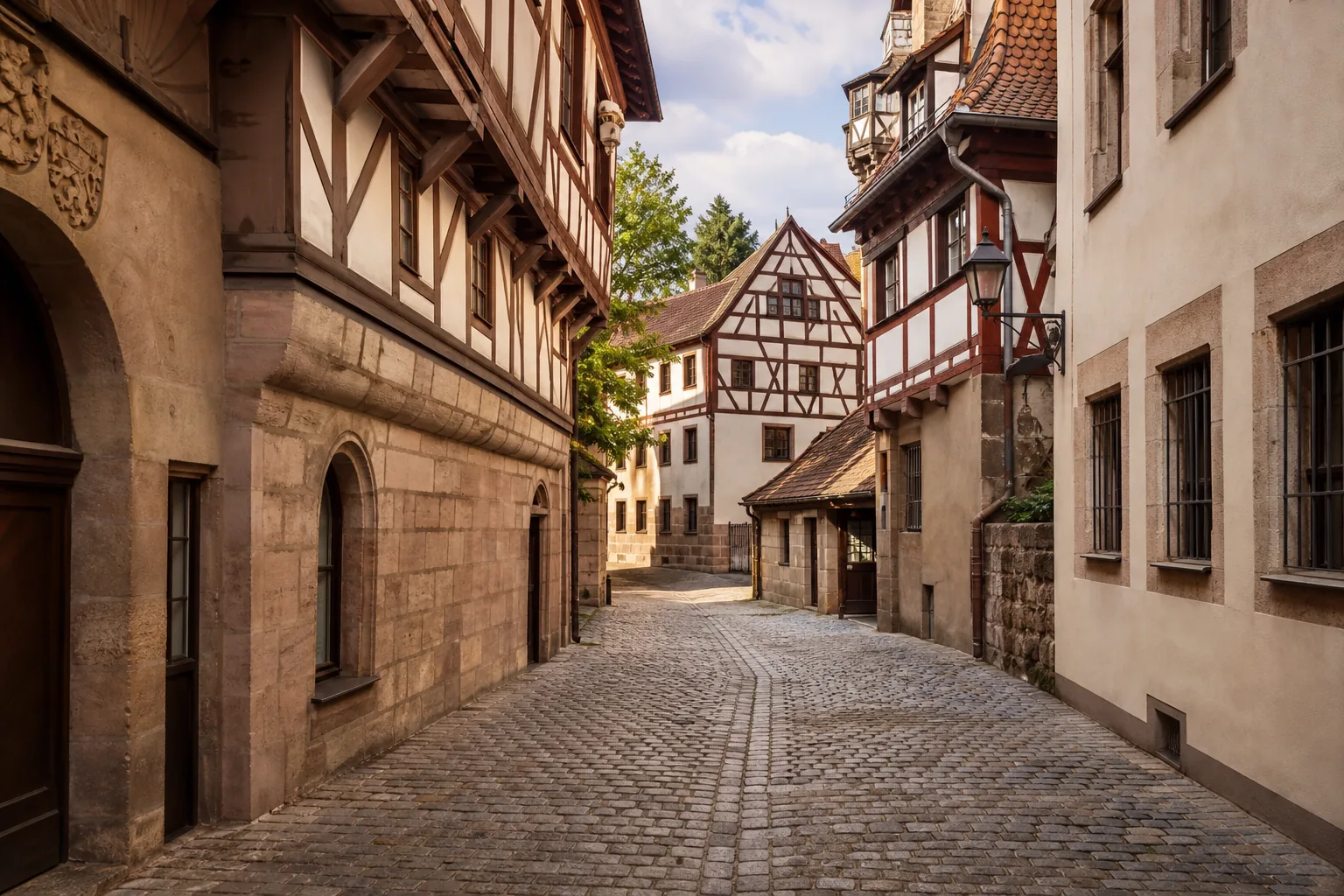 Historische Gasse in Nürnberg nahe dem Standort von nearlifeframe, 1200x900