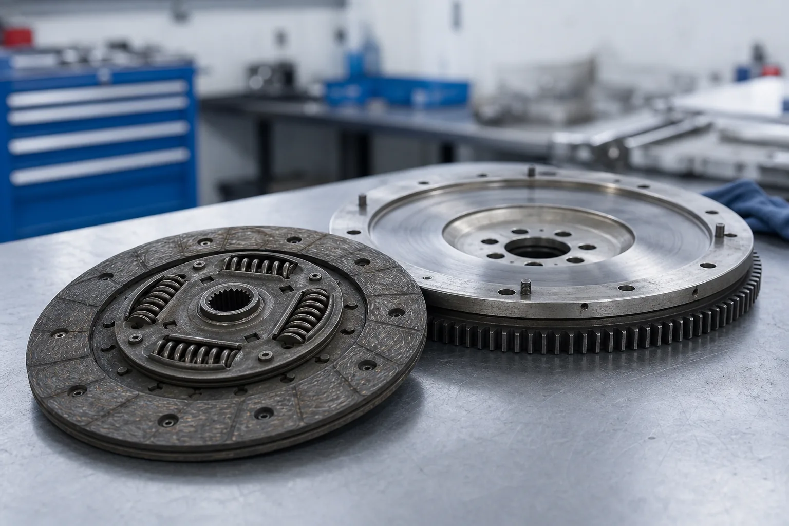 Kupplungsbelag auf Werkbank, 1200x675